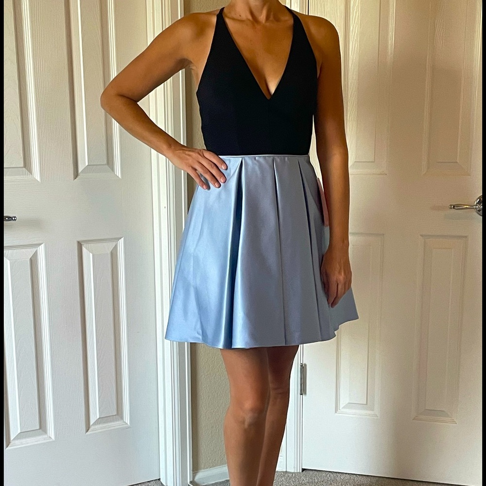 NWT Beautiful Blondie Nites Light Blue and Black semi formal/Homecoming size 3